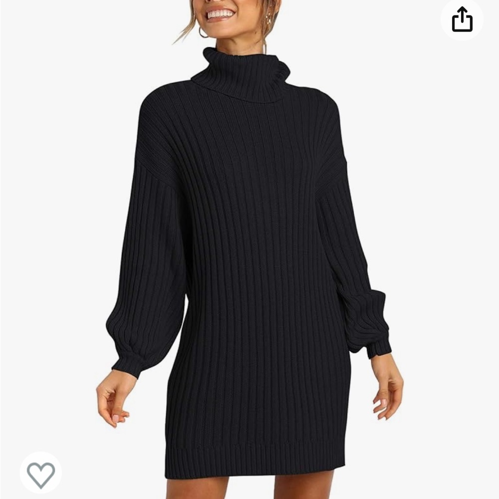 YIBOCK Turtleneck Loose Long Sleeve Pullover Sweater Dress - Picture 6 of 9
